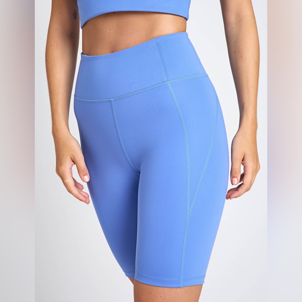 Girlfriend Collective High Rise Bike Shorts in Periwinkle - Small
